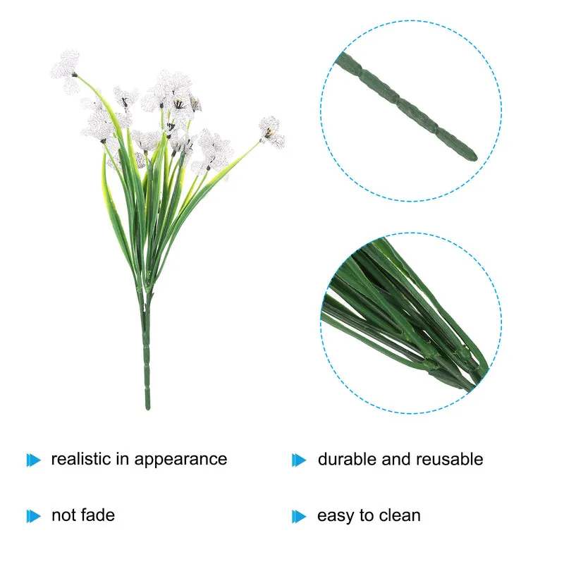 Artificial Flower Heads, Plastic Fake Plants Hydrangea White Faux Flowers 12Pcs