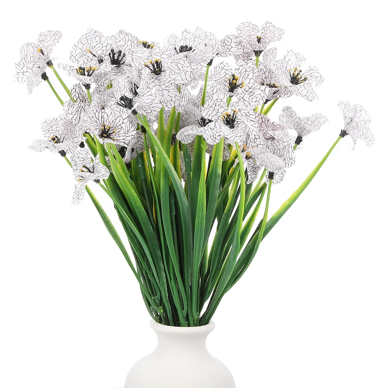 Artificial Flower Heads, Plastic Fake Plants Hydrangea White Faux Flowers 12Pcs