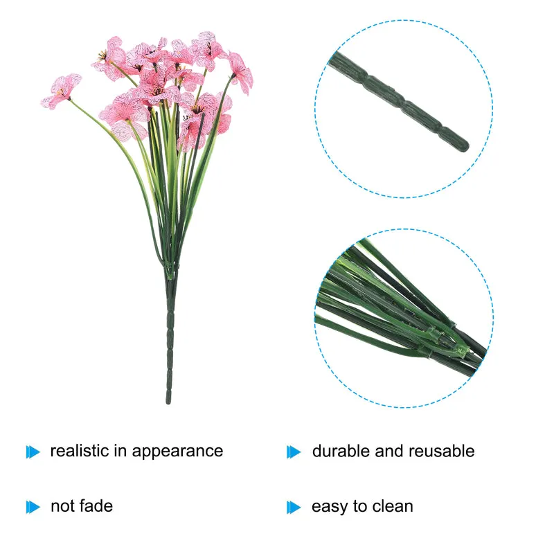 Artificial Flower Heads, Plastic Fake Plants Hydrangea Pink Faux Flowers 12Pcs
