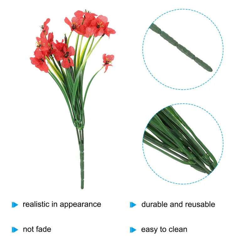 Artificial Flower Heads, Plastic Fake Plants Hydrangea Red Faux Flowers 12Pcs
