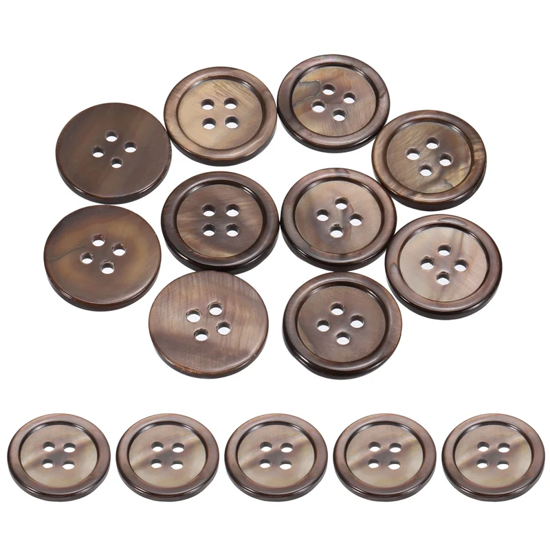 10Pcs 18mm Mother of Pearl Buttons, 4 Holes MOP Pearl Shell Buttons, Brown