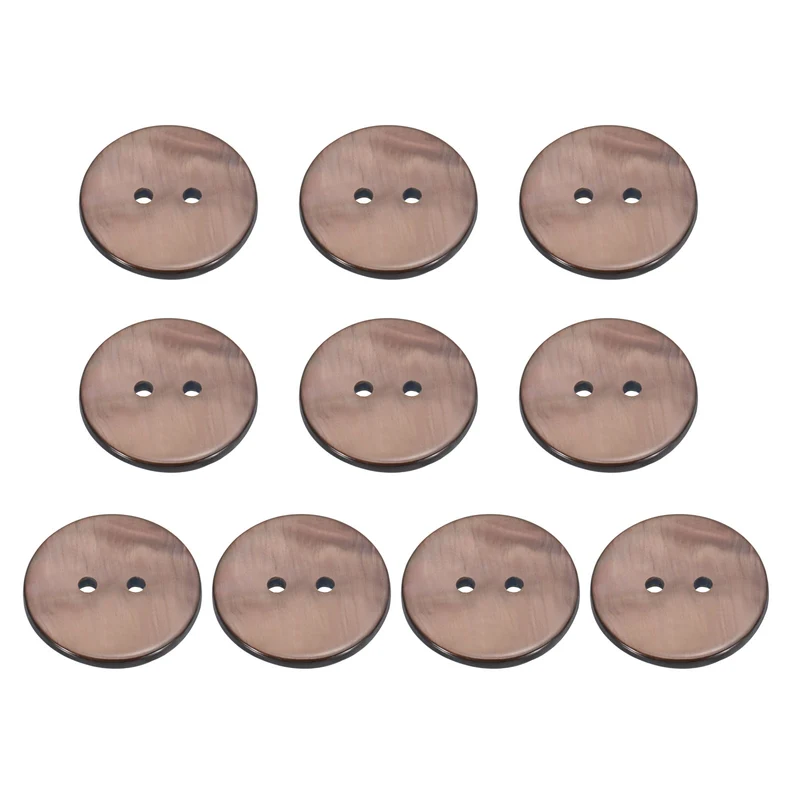10Pcs 18mm Mother of Pearl Buttons 2 Holes Round Pearlized for Sewing Brown