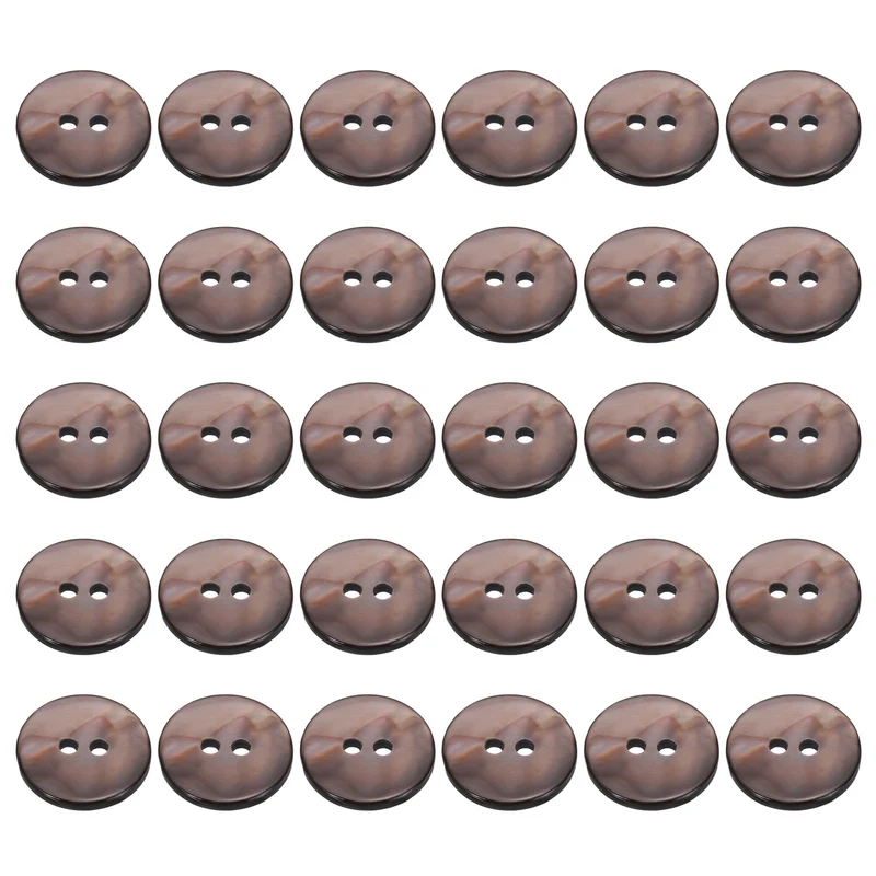 30Pcs 15mm Mother of Pearl Buttons 2 Holes Round Pearlized for Sewing Brown