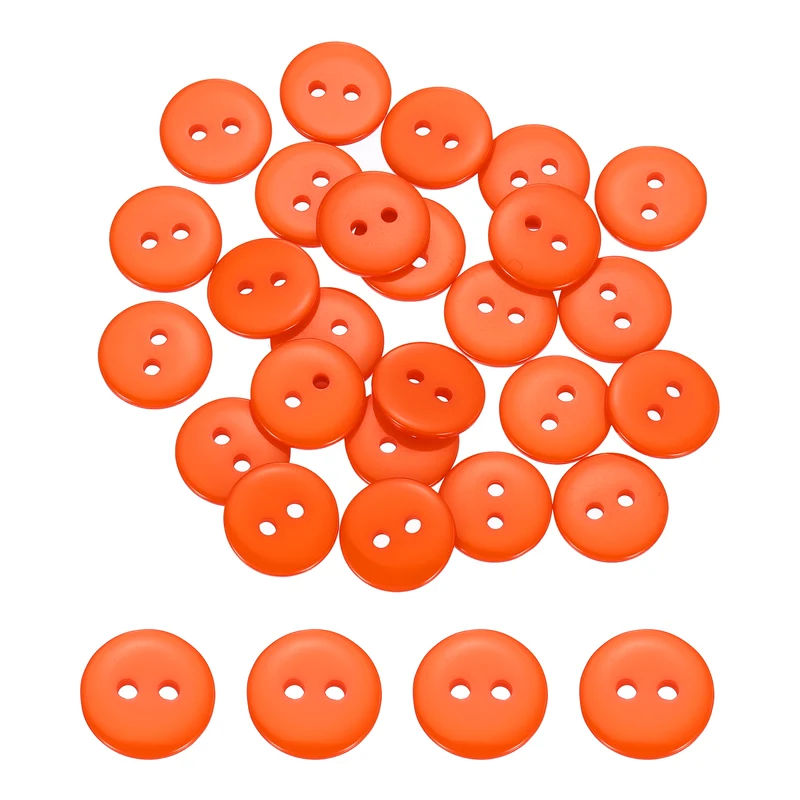25 Pcs 10mm Resin Sewing Buttons, 2 Hole for Sewing Coats Shirts, Orange