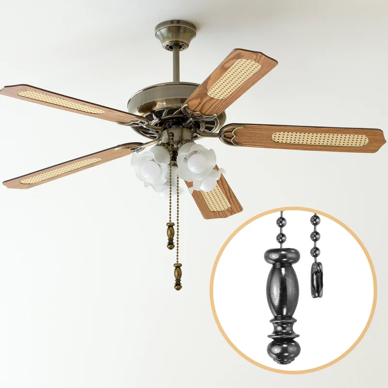 13.5" Alloy Ceiling Fan Pull Chain Vintage Pendant, Black