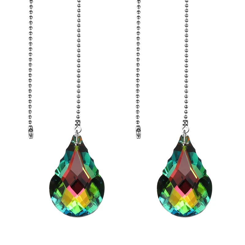2 Pcs Crystal Ceiling Fan Pull Chain Extender 20 Inch for Light, Gourd Pattern