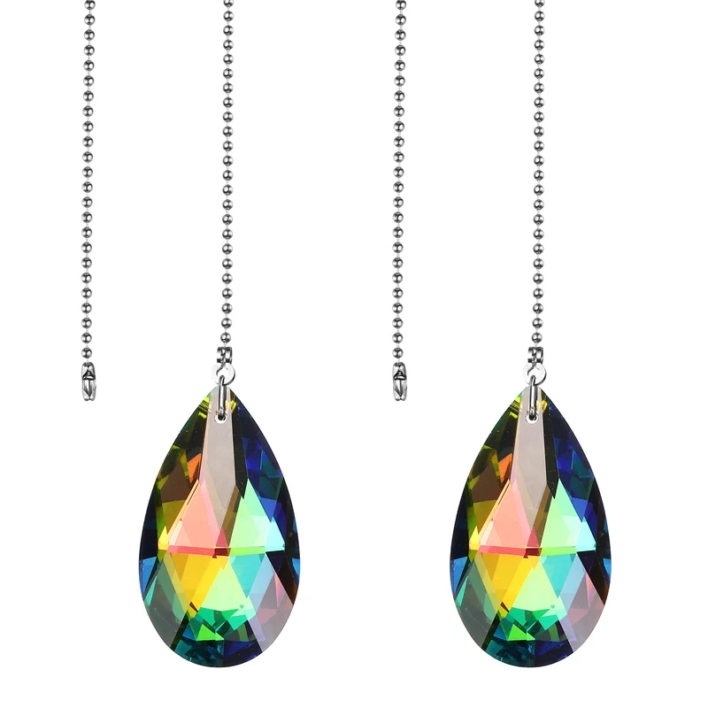 2 Pcs Crystal Ceiling Fan Pull Chain Extender 20 Inch, Mesh Pattern