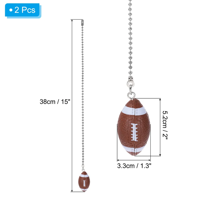 Ceiling Fan Pull Chain 2 Pack 13" Basketball Pendant Chain Extender, Brown White