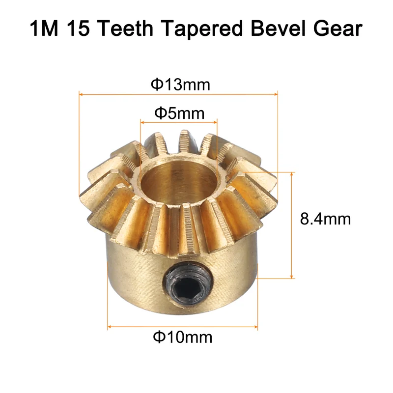 2pcs Bevel Gear Tapered Bevel Pinion Gear 0.8 Module (15T 5mm Hole)
