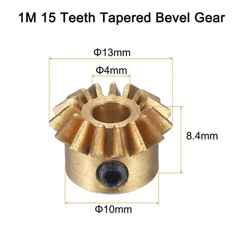 2pcs Bevel Gear Tapered Bevel Pinion Gear 0.8 Module 15T 4mm Hole