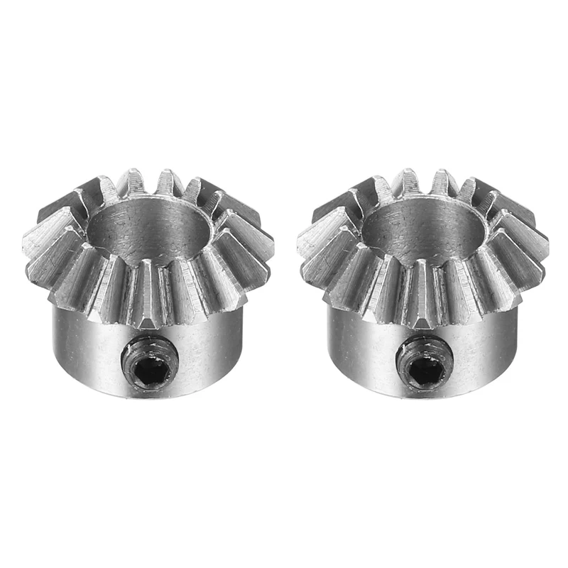 2pcs Bevel Gear Tapered Bevel Pinion Gear 0.8 Module 45# Steel (15T,6.35mm Hole)