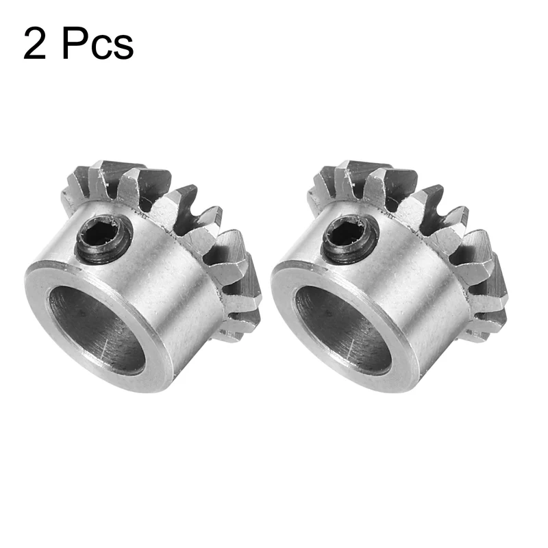 2pcs Bevel Gear Tapered Bevel Pinion Gear 0.8 Module 45# Steel (15T,6.35mm Hole)