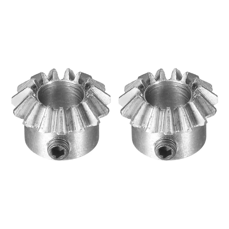 2pcs Bevel Gear Tapered Bevel Pinion Gear 0.8 Module 45# Steel (15T, 6mm Hole)