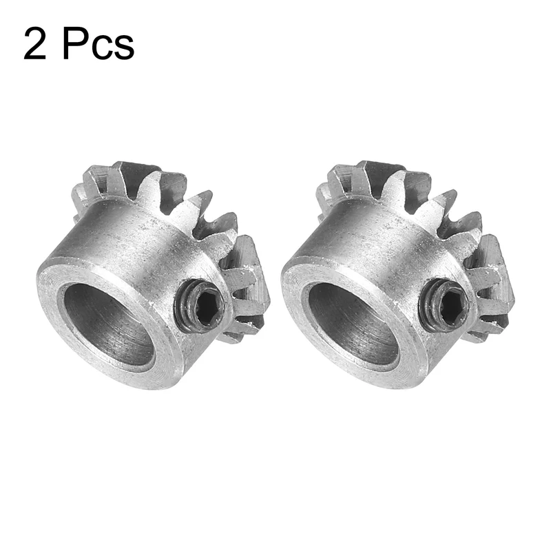 2pcs Bevel Gear Tapered Bevel Pinion Gear 0.8 Module 45# Steel (15T, 6mm Hole)