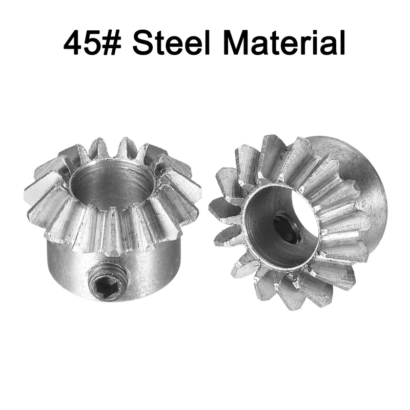 2pcs Bevel Gear Tapered Bevel Pinion Gear 0.8 Module 45# Steel (15T, 6mm Hole)