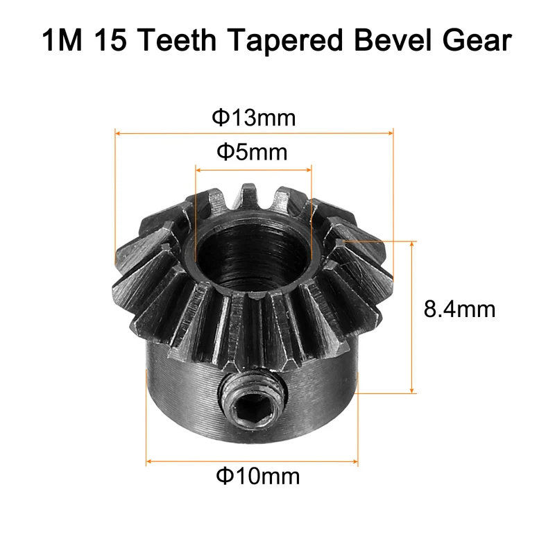 2pcs Bevel Gear Tapered Bevel Pinion Gear 0.8 Module 45# Steel 15T 5mm Hole