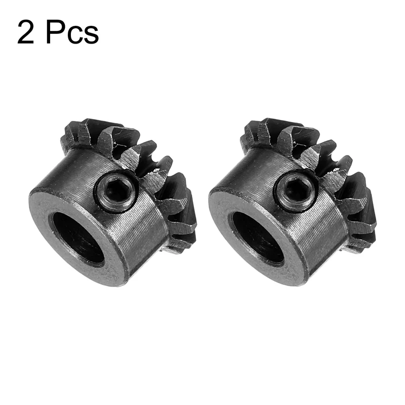 2pcs Bevel Gear Tapered Bevel Pinion Gear 0.8 Module 45# Steel 15T 5mm Hole