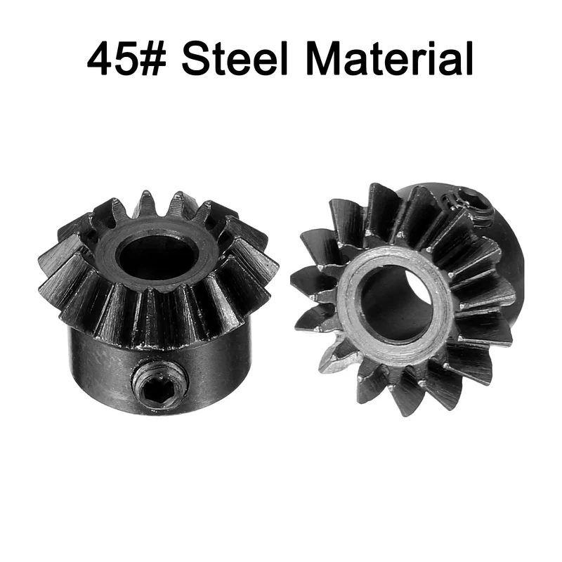 2pcs Bevel Gear Tapered Bevel Pinion Gear 0.8 Module 45# Steel 15T 4mm Hole