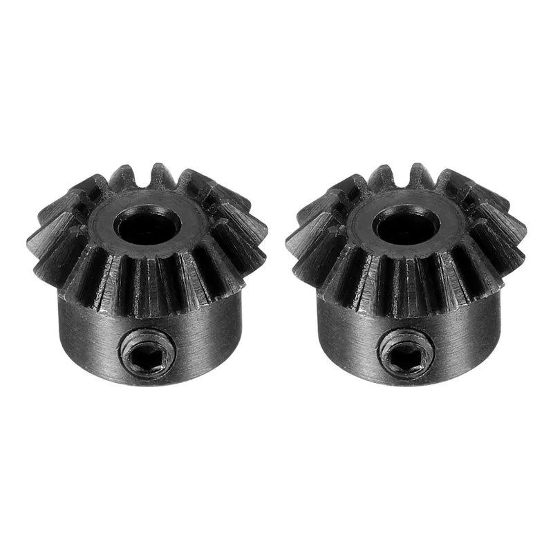 2pcs Bevel Gear Tapered Bevel Pinion Gear 0.8 Module 45# Steel 15T 3mm Hole