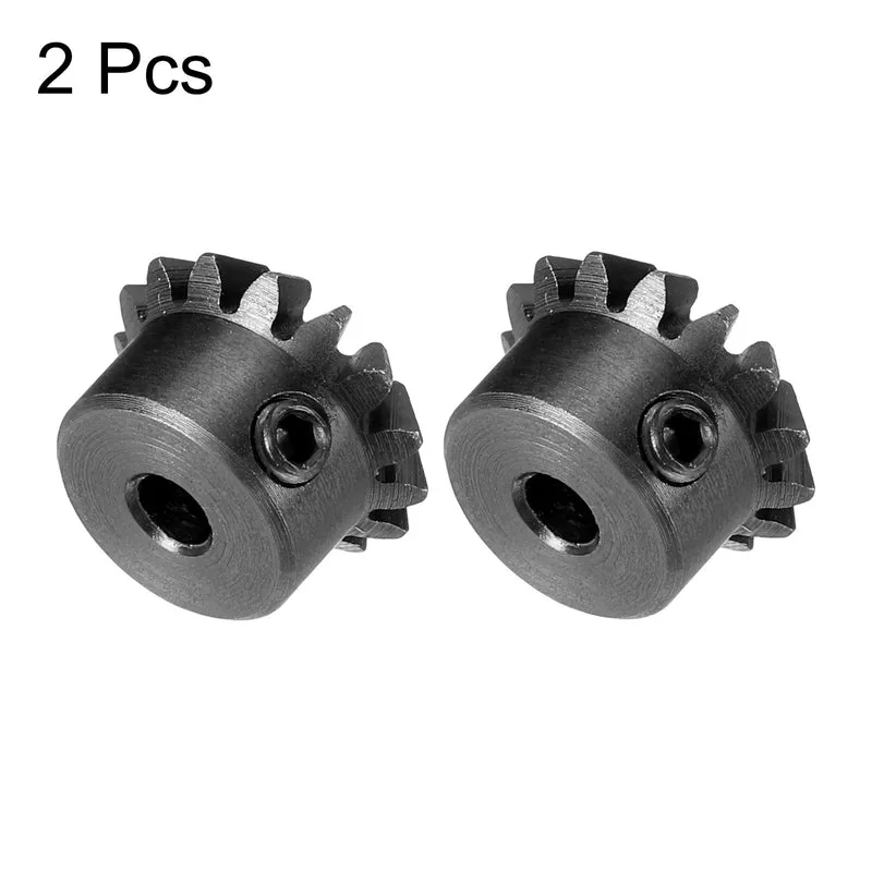 2pcs Bevel Gear Tapered Bevel Pinion Gear 0.8 Module 45# Steel 15T 3mm Hole