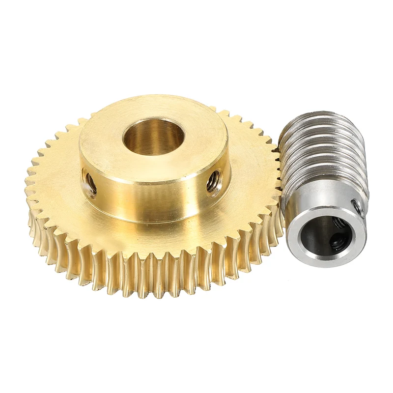 Worm Gear Set 1M 50T, 1:50 304 Stainless Steel Worm, Brass Gear 12mm/10mm Bore
