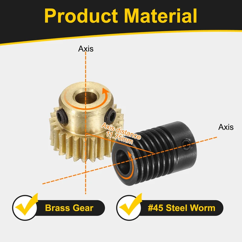 Worm Gear Set 0.5 Module 1:25 Reduction Rate(Gear-4mm Bore, Rod 6mm Bore)