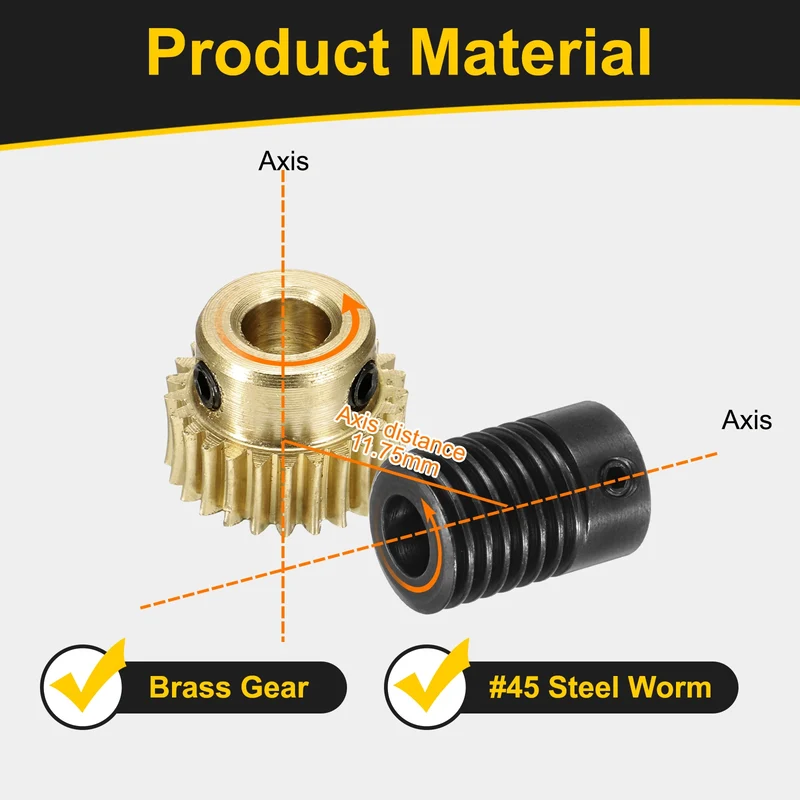 Worm Gear Set 0.5 Module 1:25 Reduction Rate(Gear-5mm Bore, Rod 6mm Bore)