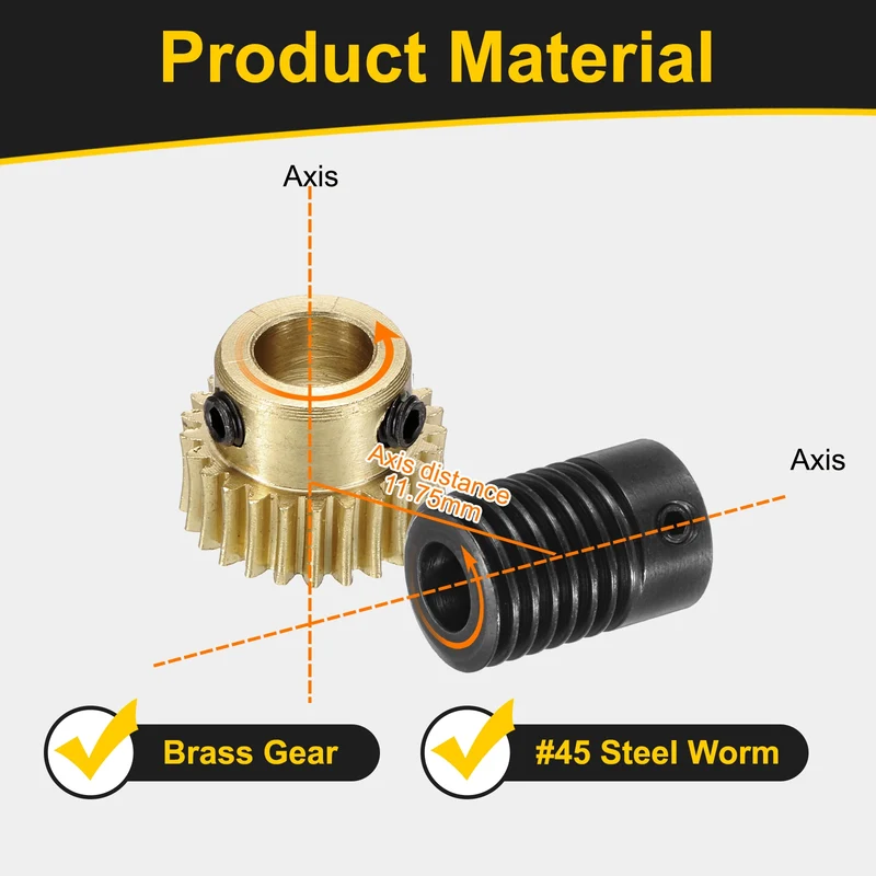 Worm Gear Set 0.5 Module 1:25 Reduction Rate(Gear-6mm Bore, Rod 6mm Bore)