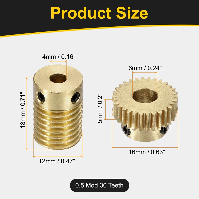 Worm Gear Set 0.5 Module 1:30 Reduction Rate(Gear-6mm Bore, Rod 4mm Bore)