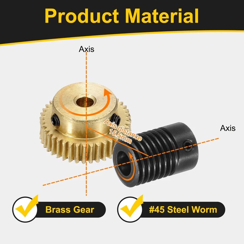 Worm Gear Set 0.5 Module 1:40 Reduction Rate(Gear-4mm Bore, Rod 6mm Bore)