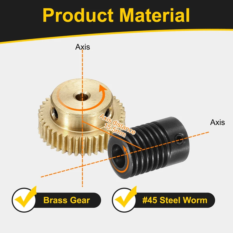 Worm Gear Set 0.5 Module 1:40 Reduction Rate(Gear-3mm Bore, Rod 6mm Bore)