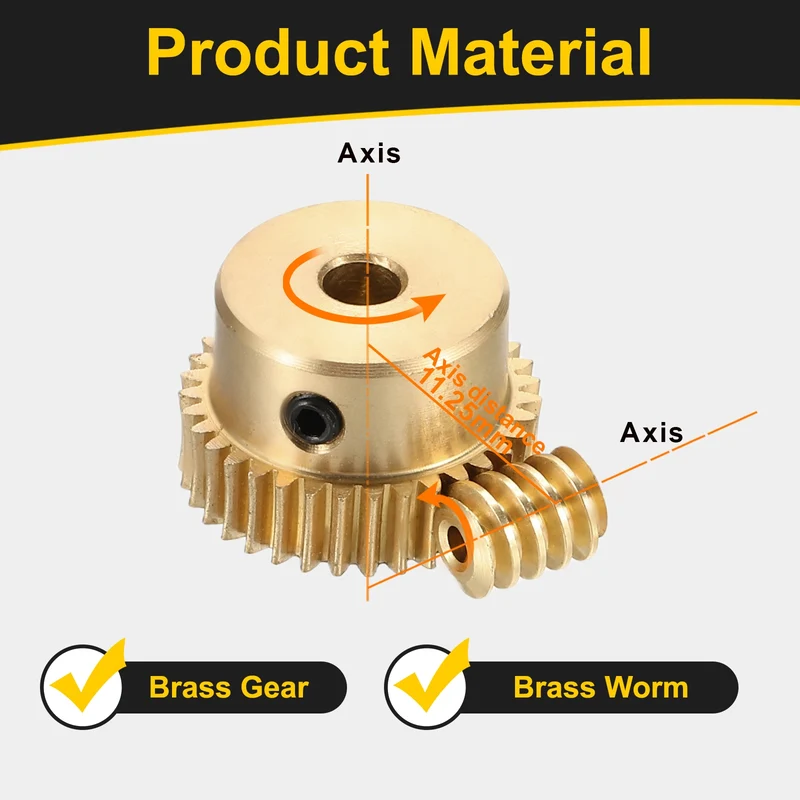 Worm Gear Set 0.5 Module 1:35 Reduction Rate(Gear-4mm Bore, Rod 1.98mm Bore)