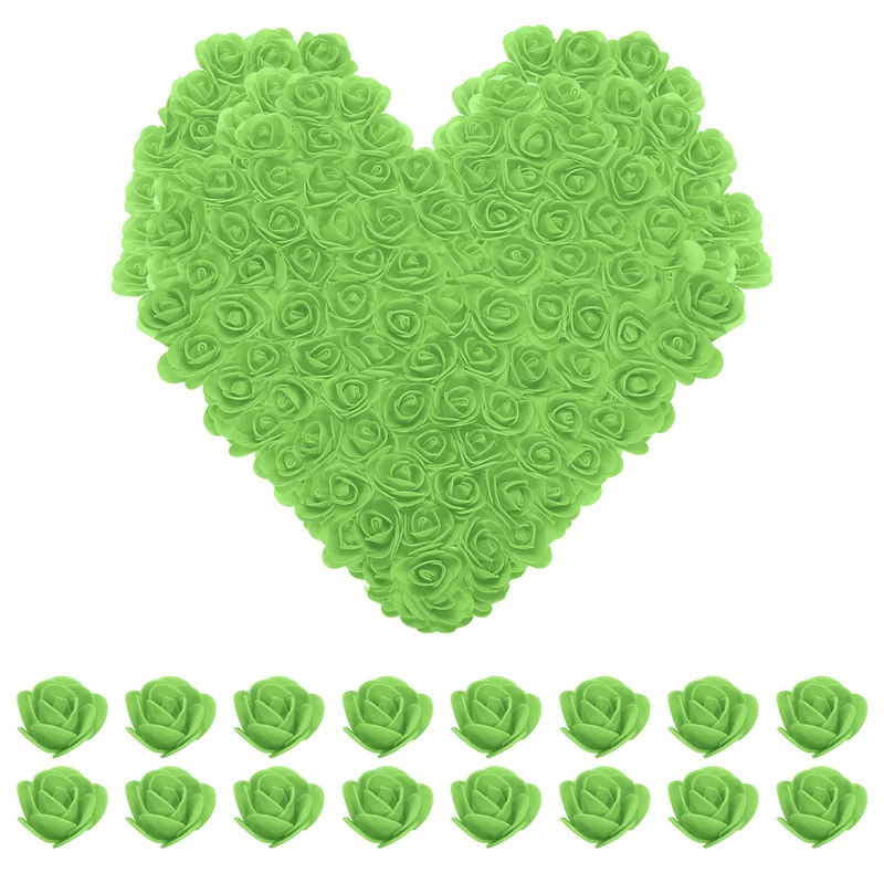 Artificial Rose Flower Heads, Fruit Green PE Faux Flowers 1.38 Inch 250Pcs