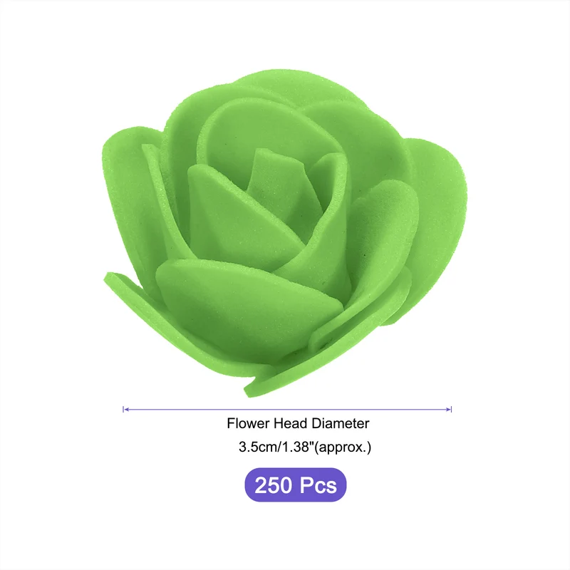 Artificial Rose Flower Heads, Fruit Green PE Faux Flowers 1.38 Inch 250Pcs