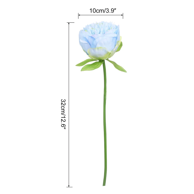 Artificial Flower Heads, Silk Peony Hydrangea Light Blue Faux Flowers 10Pcs