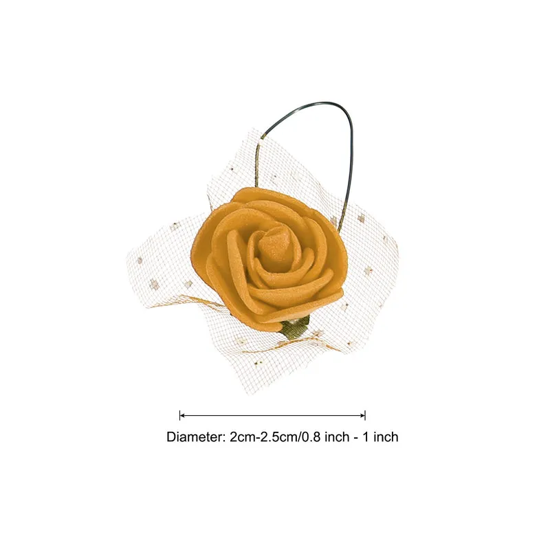 Artificial Rose Flower Heads, Gold Tone Mini Faux Flowers 0.8 Inch-1 Inch 288Pcs