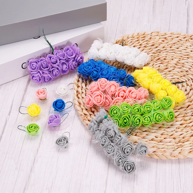 Artificial Rose Flower Heads, Gold Tone Mini Faux Flowers 0.8 Inch-1 Inch 288Pcs