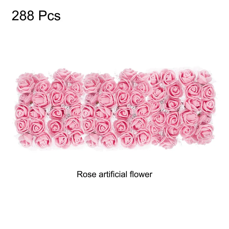 Artificial Rose Flower Heads, Light Pink Mini Flowers 0.8 Inch-1 Inch 288Pcs
