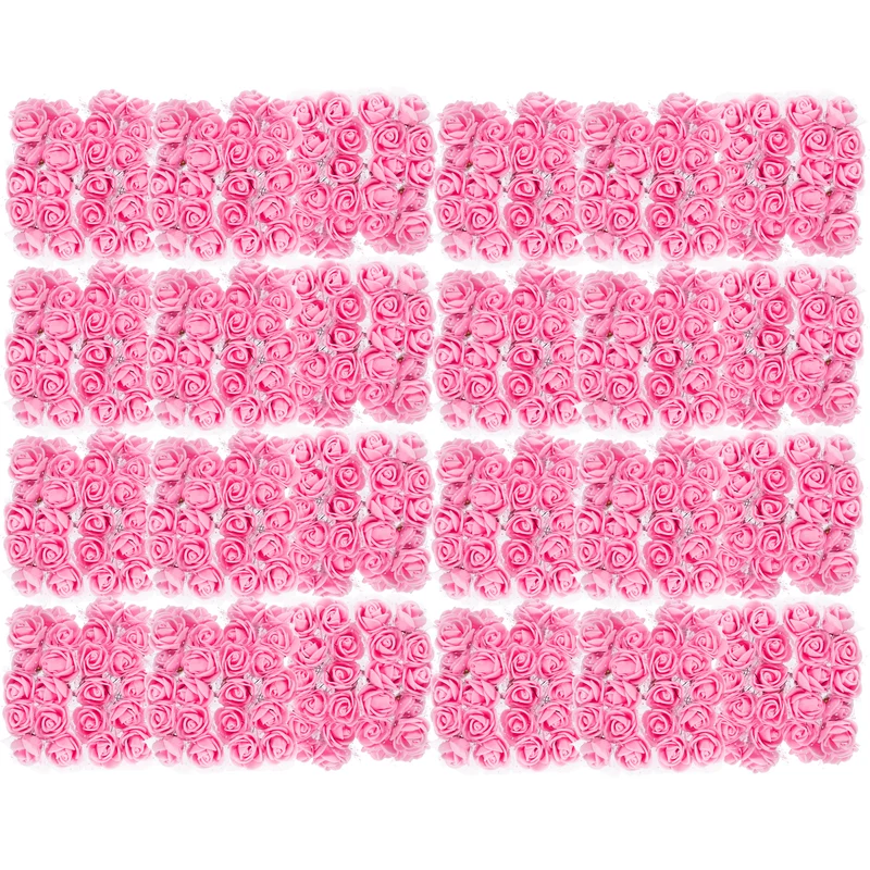 Artificial Rose Flower Heads, Pink Mini Faux Flowers 0.8 Inch-1 Inch 288Pcs