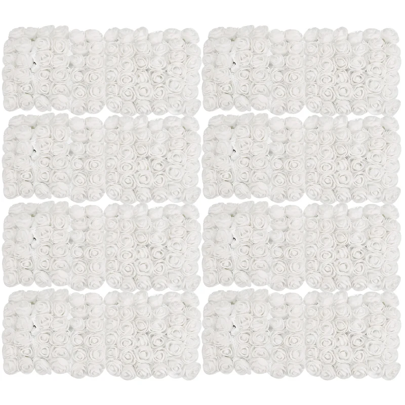 Artificial Rose Flower Heads, White Mini Faux Flowers 0.8 Inch-1 Inch 288Pcs