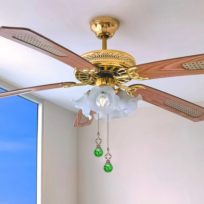 Ceiling Fan Pull Chain, 2Pcs 12" Ball Pendant Chain Extender, Green