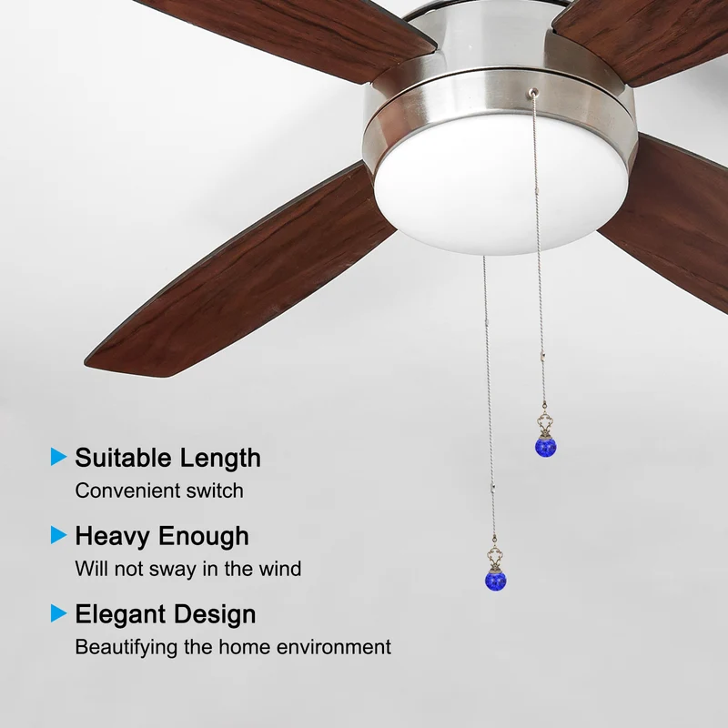 Ceiling Fan Pull Chain, 2Pcs 12" Ball Pendant Chain Extender, Dark Blue