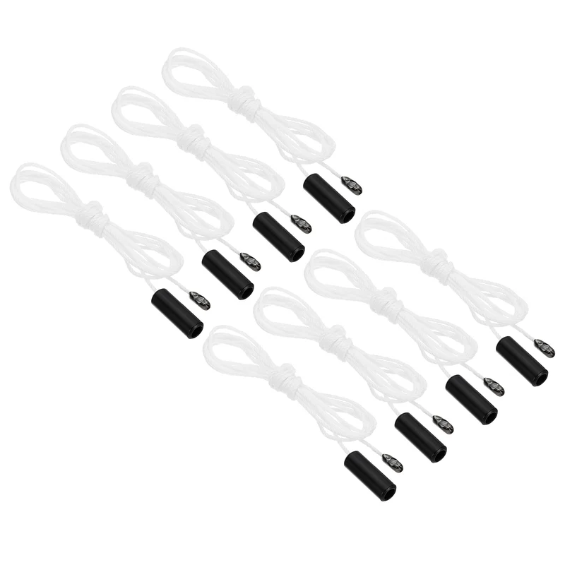 1.5M 4.9ft Ceiling Fan Pull Chain Extender, 8 Pcs with Cylinder Pendant, Black