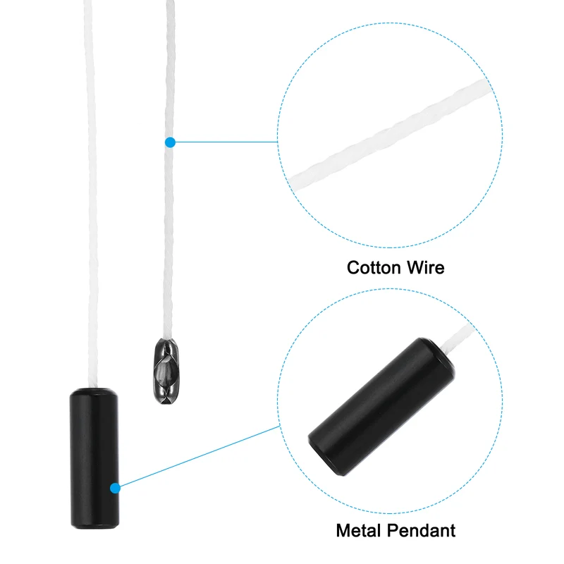 1.5M 4.9ft Ceiling Fan Pull Chain Extender, 8 Pcs with Cylinder Pendant, Black
