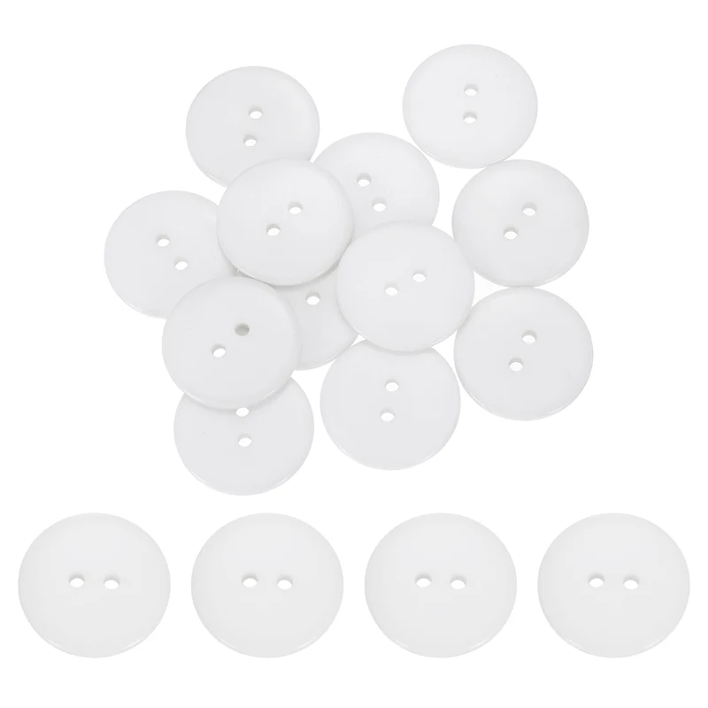 16 Pcs 25mm Resin Sewing Buttons, 2 Hole for Sewing Coats Shirts, White