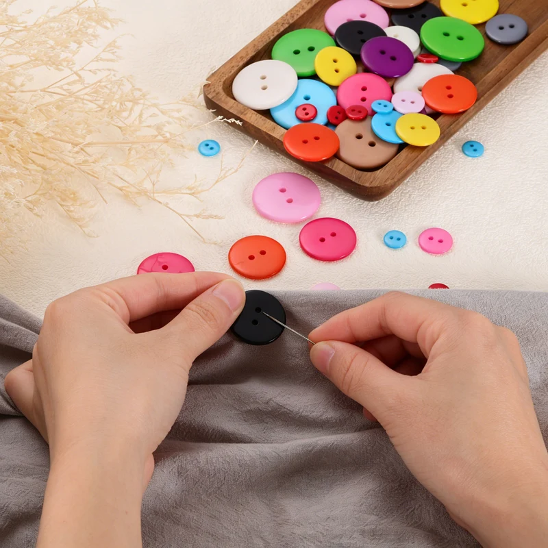 16 Pcs 10mm Resin Sewing Buttons, 2 Hole for Sewing Coats Shirts, Navy Blue