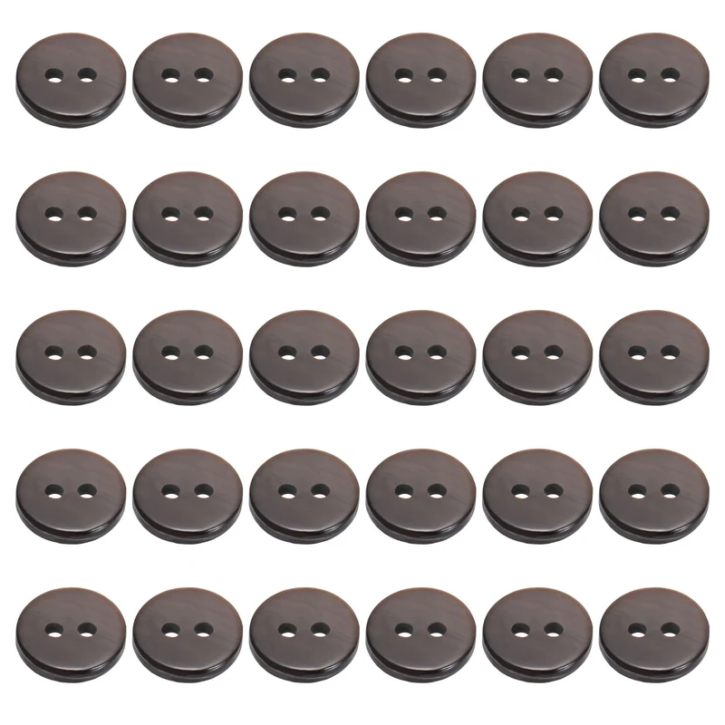 30Pcs 10mm Mother of Pearl Buttons 2 Holes Round Pearlized for Sewing Brown