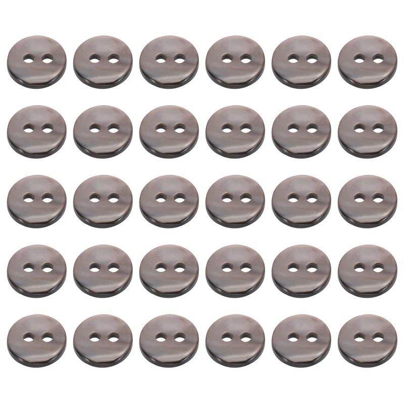 30Pcs 9mm Mother of Pearl Buttons 2 Holes Round Pearlized for Sewing Brown