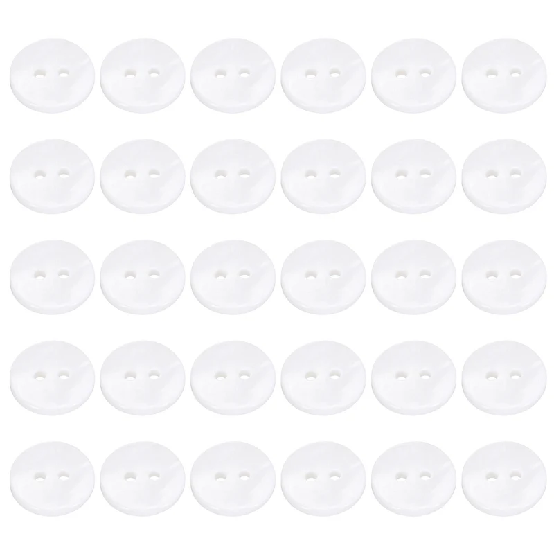 30Pcs 12.5mm Mother of Pearl Buttons 2 Holes Round Pearlized for Sewing White