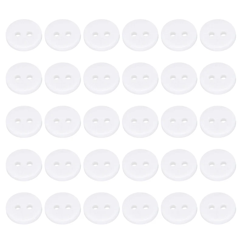 30Pcs 10mm Mother of Pearl Buttons 2 Holes Round Pearlized for Sewing White